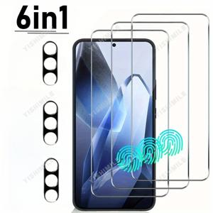 TEMU 삼성 갤럭시 S25, S25+, S25U, S25FE, S25Edge용 강화 유리 액정 보호 필름 3개 세트 및 카메라 렌즈 보호 필름 3개 세트 - 스크래치 방지, 파손 방지, 지문 인식 지원, 간편한 설치