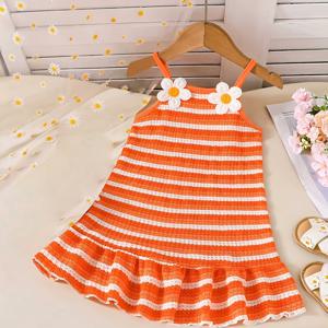 TEMU 여름/가을 아기 여아 의류, 산뜻하고 귀엽고 생생한 플로럴 멜빵, 러플 헴 원피스