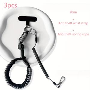 TEMU 유럽형 분실 방지 휴대폰 끈 (패드 포함), 도난 방지 스프링 코드, 도난 방지 손목 스트랩, 야외 활동을 위한 고급 조절식 휴대폰 스트랩 (분실 방지)
