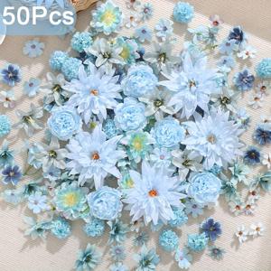 TEMU 50개 인조 꽃 머리 세트, 작은 데이지 장미 머리, 케이크 졸업 장식, 웨딩 신부 파티 홈 데코