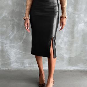 TEMU 여성용 우아한 봄 반치마, 핏되는 딥 브라운 펜슬 스커트, 신축성 있는 가을/겨울 반치마, 파티, 소셜 이벤트, 크리스마스, 출퇴근에 다용도, 데이트에 완벽