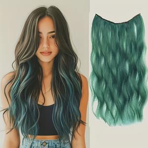 TEMU 컬러풀 블리치드 헤어 익스텐션, 초슬림 초경량 컬, 원피스 투명 무봉제 헤어 더블링 및 스티칭 피스