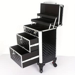 TEMU 이동식 메이크업 트레인 케이스 대형 화장품 트롤리 정리형 이발사 케이스, 헤어스타일리스트 네일 기술자 살롱용 회전 바퀴 여행용 카트 트렁크, 반려동물 미용사용 매니큐어 헤어 미용 도구 보관함, 문신용 휴대 케이스, 속눈썹 에센셜 오일 보관함