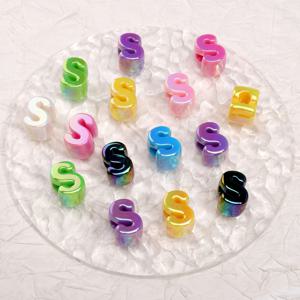 TEMU 16x21mm 아크릴 무지갯빛 대형 구슬 5개, 26개 문자, 루즈 비즈, 큰 구멍 비즈, 다양한 스타일 선택 가능, 비즈 및 비즈 모음. DIY 팔찌와 목걸이 구슬 재료, 귀걸이 및 펜던트 액세서리, 고풍스러운 머리 장식 액세서리, 창의적인 장식, 홈 데코에 적합