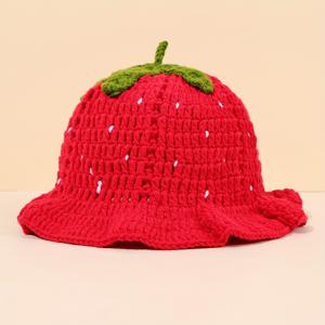 TEMU 수제 코바늘 속통 없는 3D 꽃무늬 니트 모자 1개, 데일리용 패션 액세서리 니트 버킷햇