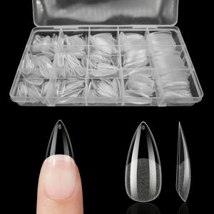 TEMU 330개 럭셔리 인조네일 팁 소프트 젤 손톱 반매트 캡슐 아몬드 코핀 스틸레토 오벌 스퀘어 앞가장 두꺼운 뒤가장 얇은 풀커버 인조네일 연장 여성용 DIY 네일 연장 용품