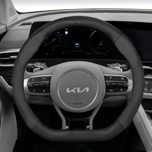 TEMU 통기성 좋은 천공 합성 인조 가죽이 사용된 카본 파이버 텍스처 핸들 커버, 14.56-15.16인치 원형 및 D자형 핸들에 적합, Rio Forte K3 Cerato K5 Optima Stinger K8 Seltos Sportage Sorento Telluride Mohave Borreg 모델과 호환