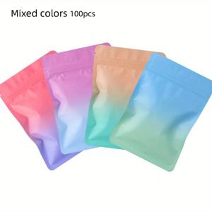 TEMU 100개 파스텔 플라스틱 봉투 - DIY 공예, 주얼리 제작 및 소품 정리용 - 내구성 있는 무코팅 봉투, 다양한 부드러운 색상, 공예 용품 및 액세서리 정리 (파스텔 컬러)