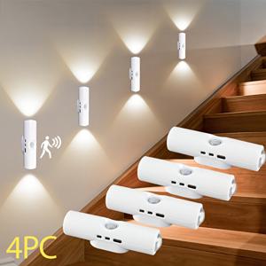 TEMU 4개/2개 LED 모션 센서 계단등 - 스타일리시한 3가지 색상 조명, 마그네틱 디자인, 현관, 침대 옆, 책상, 옷장용 마그네틱 계단등, 간편한 마그네틱 설치, 침실 및 침대 옆에 적합 - 할로윈 & 크리스마스 선물로 최고!
