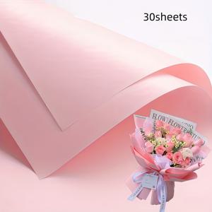 TEMU 한국 스타일의 초기 사랑 꽃다발 포장용 우아한 단색 종이 30매, 방수 플로럴 포장지 (꽃집용), 얇은 종이, 꽃다발 용품, 선물 포장지, 신선한 꽃 포장지, 선물 포장