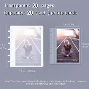 TEMU 1개 귀여운 4X6 포토 앨범, Kpop 6인치 엽서 사진 바인더, 블랙, 화이트 또는 투명한 단색 디자인. 스티커 북렛 포함, 단일 그리드 레이아웃으로 쉬운 분위기 연출