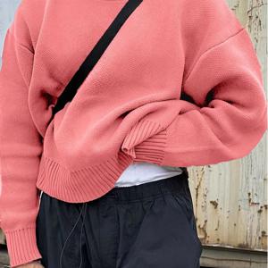 TEMU 새로운 가을/겨울 남성용 캐주얼 루즈핏 이지 솔리드 컬러 아메리칸 빈티지 다용도 출퇴근 라운드넥 니트 긴소매 스웨터