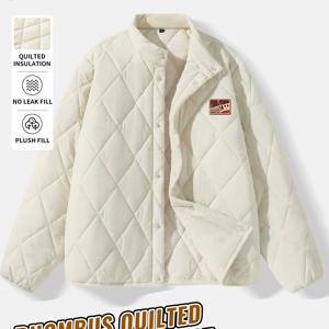 TEMU 폴 프랭크 남성 격자 스탠드 칼라 재킷, 경사형 원숭이 프린트