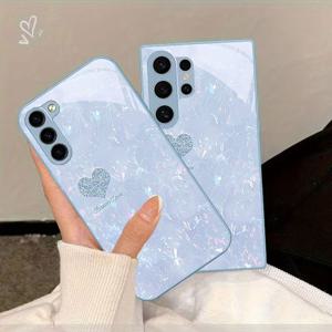 TEMU 휴대폰 케이스 - 하트 모양 휴대폰 케이스, 삼성 갤럭시 S9+/S10/S20+/S20 울트라/S21 5G/S21+/S22/S23 플러스/S24 플러스/S25/S25 엣지/노트 9/노트 10/노트 10+/노트 20/노트 20 울트라 호환, 낙하 방지 강화 유리 보호 기능 제공