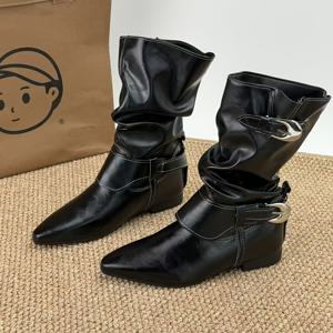 TEMU 여성 빈티지 스타일 버클 미드 카프 부츠 | 편안하고 다재다능함 | 데일리 외출에 완벽, 여성 신발