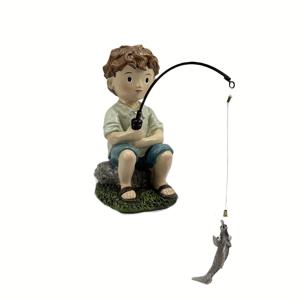 TEMU 세련된 어린이 낚시 조각상 - 뱀머리 머리와 미끼 낚싯대가 달린 어린이, 레진 재질, 정원, 수족관 또는 마당 장식, 야외 조각상에 적합 | 재미있는 디자인 | 섬세한 질감, 낚시 애호가를 위한 이상적인 선물