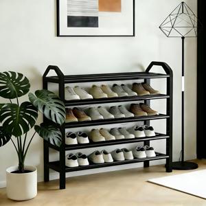 TEMU 5단 공간 절약형 고품질 신발 정리대 - 튼튼한 금속 플라스틱 정리함, 현관, 옷장, 좁은 공간을 위한 컴팩트 디자인, 견고한 구조의 신발 보관 - 사계절 사용 가능, 사무직 근로자, 기숙사 거주자에게 적합
