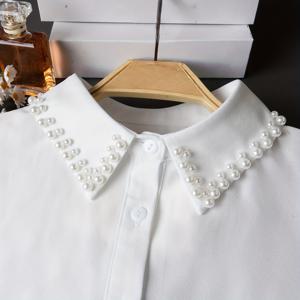 TEMU 새로운 패셔너블한 여성용 수제 손바느질 구슬 장식 탈부착식 인조 칼라, 스웨터, 베이스 레이어, 셔츠와 레이어링하기 좋은 활용도 높은 제품, 봄, 여름, 가을, 겨울 사계절용