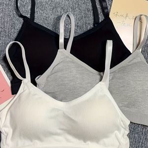 TEMU 소매슴 개발을 위한 와이어 없는 랩 스타일 브라 3종 세트, 여성용, 내장 스포츠 브라 탑 특징