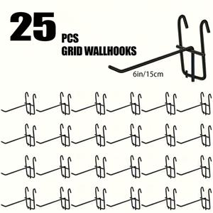 TEMU 25개 그리드 벽걸이 후크, 금속 페그보드 패널 후크, 다목적 디스플레이 랙 후크, 홈 데코, 귀걸이, 헤어 액세서리 보관용, 슈퍼마켓 선반 및 제품 정리, 공예 전시, 차고 걸이 및 보관, 공간 절약형 도구 정리용, 홈 및 오피스 데코용 후크, 홈 오거나이저,그리드 후크,모던 후크,고품질 후크,보관용 후크,차고 보관,공예 애호가