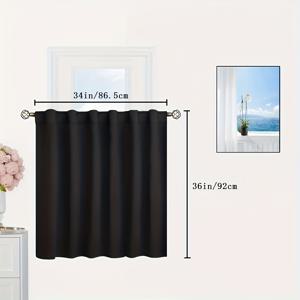 TEMU 블랙 숏 커튼, 소형 커튼 로드 포켓 프라이버시 반창문 커튼, 주방 욕실 지하실 캐비닛 캠핑카 RV용, 1패널