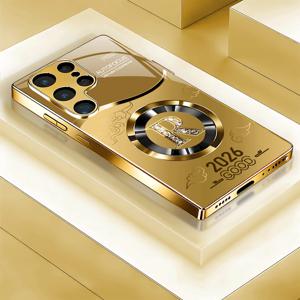 TEMU 휴대폰 케이스 - 원형 R 디자인의 금도금 휴대폰 케이스, 삼성 갤럭시 S25/S24/S23/S22/S21, S25/S24/S23/S22/S21 Plus/Ultra, S24/S23 FE 호환. 고급스러운 거울처럼 빛나는 메탈릭 마감으로 변색이나 색상 손상이 없음