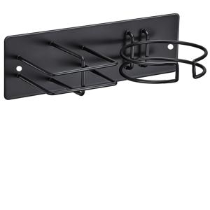 TEMU 헤어 드라이어 및 스트레이트너 벽걸이 홀더, 접착식 헤어 드라이어 및 고데기 보관함, 욕실 세면대용 헤어 도구 정리함 (블랙)