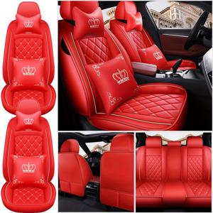 TEMU 풀 세트 5인용 PU 가죽 자동차 시트 쿠션 커버 앞뒤 방수 사계절용 사이드 에어백 호환 미끄럼 방지 럭셔리 모델 습기 방지
