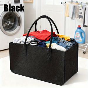 TEMU 휴대용 손잡이가 있는 대용량 펠트 세탁 바구니, 오픈형 내구성 좋은 세탁 햄퍼, 다기능 가정용 수납 바구니, 접이식 옷 보관함, 잡화용 정리함, 가정, 세탁실, 욕실, 세탁기, 옷 분류 및 보관 정리함에 적합, 크리스마스와 할로윈을 위한 완벽한 선물, 세탁 바구니