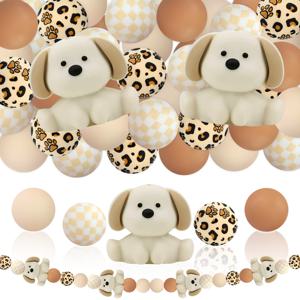 TEMU 동물 강아지 요소 테마 실리콘 구슬 25개, 주얼리 장식 구슬, 귀걸이, 목걸이, 가방 체인, 구슬펜, 휴대폰 고리, 구슬 메이크업 브러시 및 기타 DIY 키트 제작용 액세서리, 신학기 학생 용품에 적합