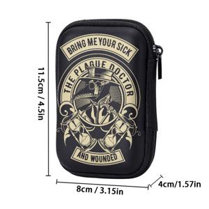 TEMU [크리스마스 선물] 페스트 닥터 로고 프린트 EVA 하드쉘 4.3인치 소형 수납 파우치 - 낙하 방지 지퍼가 있는 내구성 있는 보호용 여행 정리 가방, 전자 액세서리, 이어폰, 하드 드라이브, 케이블용