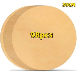 TEMU 48개/98개 에어프라이어 호환 양피지 시트, 컨벡션용 - 둥근 논스틱 베이킹 디스크 (18cm/20cm/30cm 사이즈), 사용 편리한 프리컷, 그릴링, 베이킹, 케이크 릴리스에 적합 (휴일 및 일상 요리용)