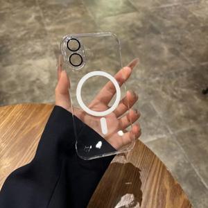 TEMU 휴대폰 케이스 - 아이폰 17Air 16E 15 Pro Max 14 13 12 11 Pro Max용 광택 프레임리스 얇은 하드 PC 케이스, 마그네틱 무선 충전 백 커버