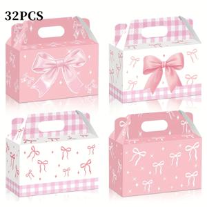 TEMU 9/14/20/32개 핑크 리본 테마 선물 상자 세트, 우아한 크래프트 종이 선물 상자 두 가지 스타일, 대형 및 소형 리본 디자인, 크기 15*9*9cm, 웨딩, 생일, 발렌타인데이, 기념일, 파티용품 및 선물용으로 완벽