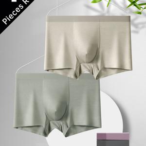 TEMU 4개 세트 - 랜덤 혼합 색상, 신상 시즌 고급 대나무 섬유 스타일리시 심리스 남성용 드로즈, 부드럽고 편안함, 빠른 건조 및 통기성, 솔리드 컬러 모달 비즈니스 캐주얼 남성 속옷