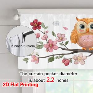 TEMU 2D 플랫 - 2D 플랫 - 올빼미 테마 밸런스 커튼 1개, 2D 플랫 프린트, 간편한 거울대 설치 디자인. 욕실, 사무실 및 아트 데코 스타일과 같은 다양한 환경에 잘 어울립니다.