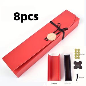 TEMU 그녀/남자를 위한 선물 8개 초콜릿 선물 상자 세트 (리본 및 스티커 포함), 접이식 파티 장식 용기, 결혼식, 생일, 발렌타인데이, 크리스마스 및 기타 행사에 적합