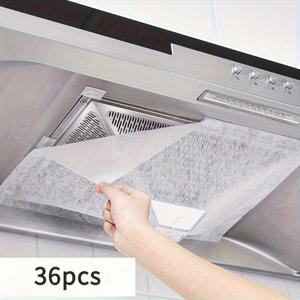 TEMU [36개입 오일 흡수 필터] 24개입 일회용 주방 레인지 후드 오일 흡수 필터 - 효율적인 오일 흡수를 위한 유연하고 흡수성이 뛰어난 종이 필터, 현대적인 주방에 적합