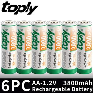 TEMU TOPLY 충전식 AA 배터리 2/6/12팩, 3800mAh 고용량, NiMH, 더블 A 배터리, 장시간 사용, 가정 및 사무용 충전식 AA 배터리, 사전 충전 - 1.2V 저자가 방전