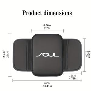 TEMU 기아 쏘울 로고 차량 인조 가죽 팔걸이 패드, 차량 센터 콘솔 패드, 팔걸이 박스 높이 조절 패드, 운전 편의성을 향상시키는 제품, 수납 포켓 포함, 차량 수납 및 보관, 패셔너블한 디자인