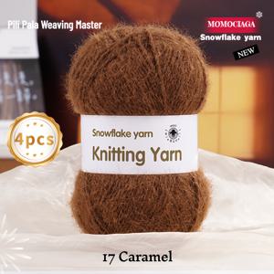 TEMU 4개입 부드러운 눈꽃 얀 - 400G/14.11Oz, 코바늘 스카프, 모자, 담요, 스웨터, 수공예 제작, 애완 동물 옷, 홈 데코레이션에 적합 - 따뜻한 울 아크릴 혼방 얀, 푹신하고 부드러운 뜨개질 얀, 가을 & 겨울 스카프 얀
