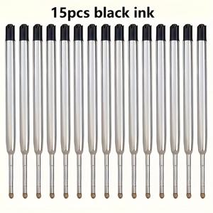 TEMU 15개입 튼튼한 볼펜심 0.7mm 중간 팁 파란색/검은색 듀얼 컬러, 금속 회전식 사무용 문구류에 적합