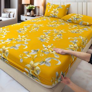 TEMU 3개 클래식 패션 라이트 럭셔리 로맨틱 따뜻한 봄/여름 골든 릴리/베개 커버 2개/매트리스 커버 1개/침실 트윈 침대/풀 침대/퀸 침대/킹 침대 - 오프화이트 소프트 스킨 프렌드리/간편한 관리 - 매트리스에 쉽게 삽입