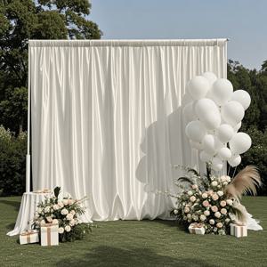 TEMU 화이트 펫퍼레이션 배경막 커튼, 웨딩 장식, 스튜디오 사진 촬영 및 비디오 녹화에 적합 – 배경막 원단 (커튼만 해당), 230cm 폭 x 200cm/300cm/400cm 높이로 제공