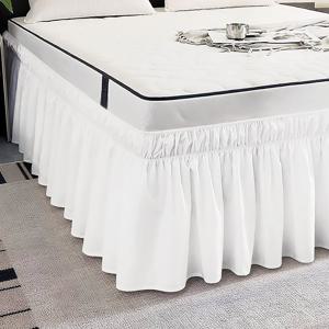 TEMU 프릴 침대스커트 1.2×2m 화이트, 38cm 롱 프릴로, 심플 데일리 클래식 침구 세트, 호텔식 침대가림막·침대밑커버·침대치마, 프릴 디자인으로 고급 홈스타일링, 침대 아래 정리·먼지 차단, 사계절 사용 가능 폴리에스터 소재, 구김적음·속건성·가벼운 사용감, 신축밴드 간편 설치