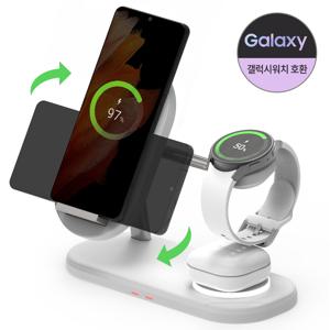 TEMU 바우아토 아이폰 갤럭시 3in1 듀얼 코일 고속 무선충전기 거치대 wireless charger holder Z플립 Z폴드