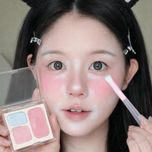 TEMU 꺼진얼굴보정 핑크 얼굴 듀얼 컬러 컨실러 리프팅 팔레트 하이라이터 얼굴 컨실러 다크서클 컨실러