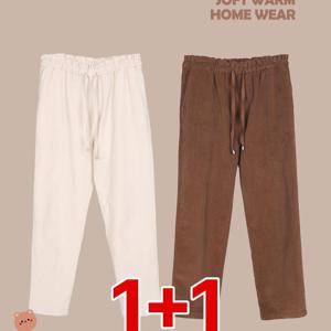 TEMU (1+1)( 2장세트! ) 여성 편안한 데일리웨어/홈웨어 셔링 허리 밴딩 바지 핫템(AA3OP3LP094W)