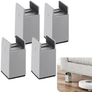 TEMU 회색 가구 발받침 4개입 10cm 초강력 안정감 가구다리 높이조절 연장받침대｜폭조절 ≤50mm｜책상·테이블·소파·침대·선반·협탁 다리연장·높이업·가구발 교체형 받침대·폭조절 가능·바닥보호 패드·미끄럼방지·소음완화·내구성 강화｜연말 집꾸미기·크리스마스 준비·이사철 필수템·집들이 선물 추천·사각형 가구발 받침