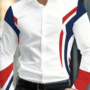 TEMU 남성용 롱슬리브 셔츠 - 플랫 디지털 프린트 패턴, 무텍스처, 패셔너블 롱슬리브, 버튼업, 캐주얼 칼라 셔츠, 다재다능하고 스타일리시, 데이트, 해변 휴가, 크리스마스 선물에 적합, 남성을 위한 완벽한 선물 844